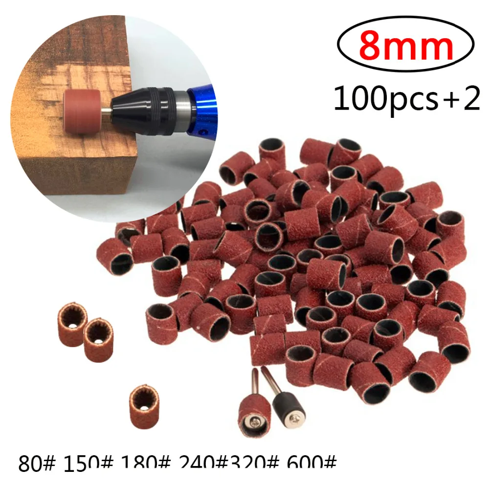 

Sanding Bands Drum Sanding Kit +2PC Band Mandrel 1/8" Shank Rotary Tools Nail Drill Bits Abrasive Tools Dremel Accessories