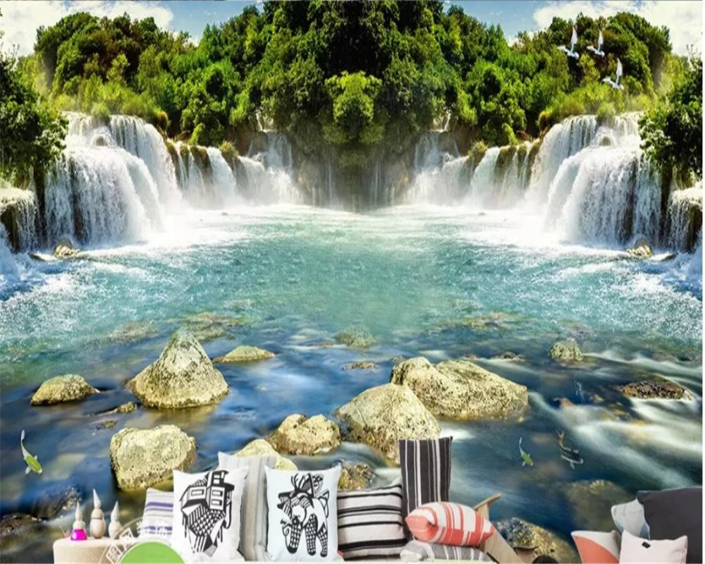 Beibehang пользовательские обои 3d фото фрески Красивая вода текущий водопад экран
