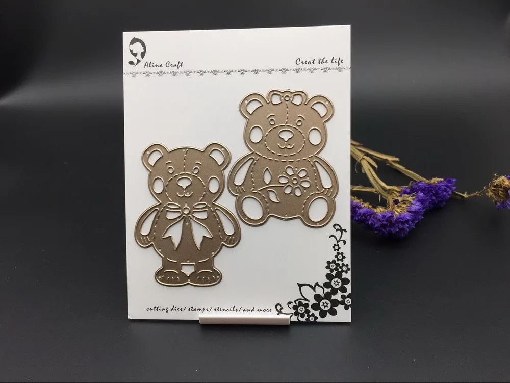 Металлические режущие матрицы alinaccraft 2 шт. плюшевый мишка мультяшный ПЭТ альбом