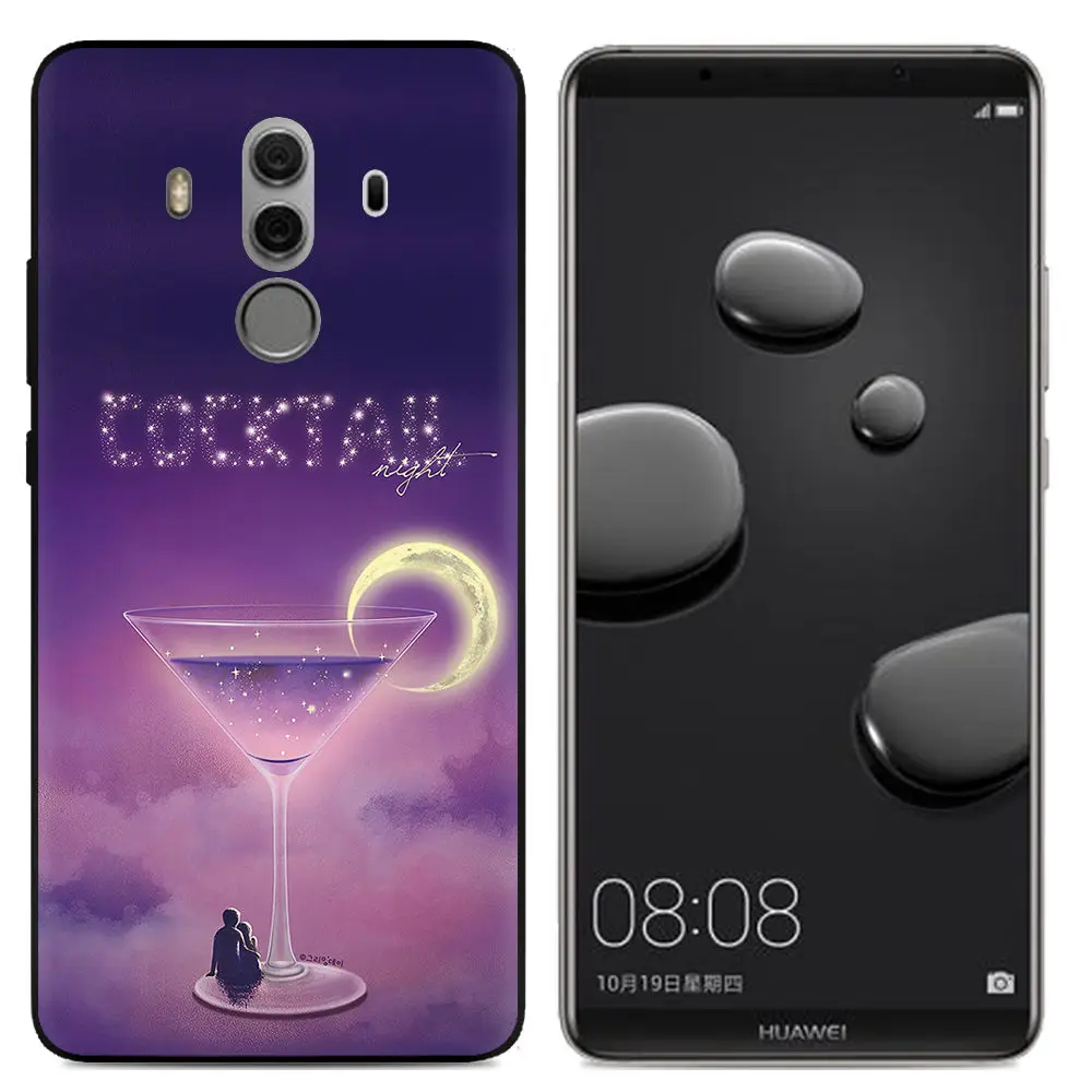 YIKS милый мультяшный чехол для телефона Huawei Mate10 Чехлы черный матовый fundas huawei Mate 10