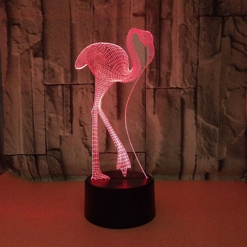 Фламинго Новинка 3D видение ночник стереоскопический свет лампа