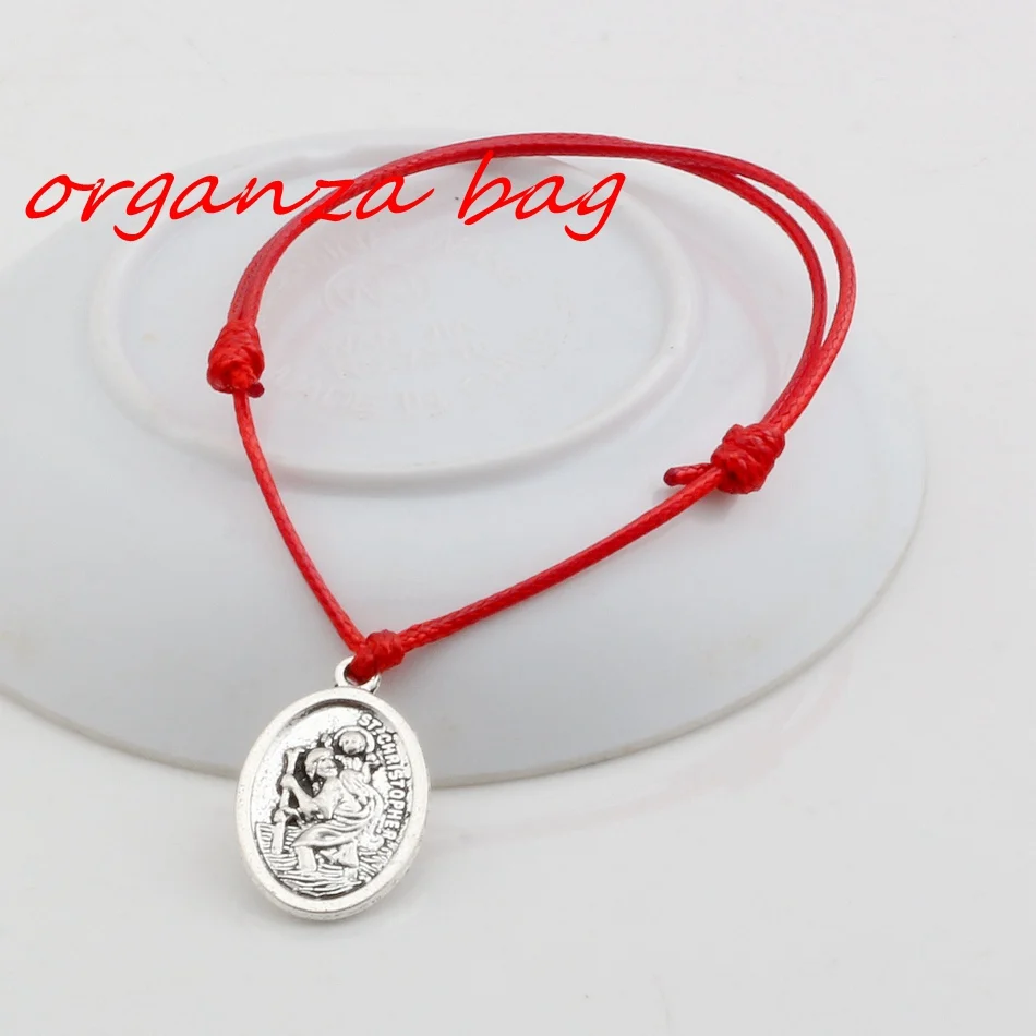 Хит! 2 шт регулируемые браслеты красные воски веревка сплав ST Кристофер браслет с