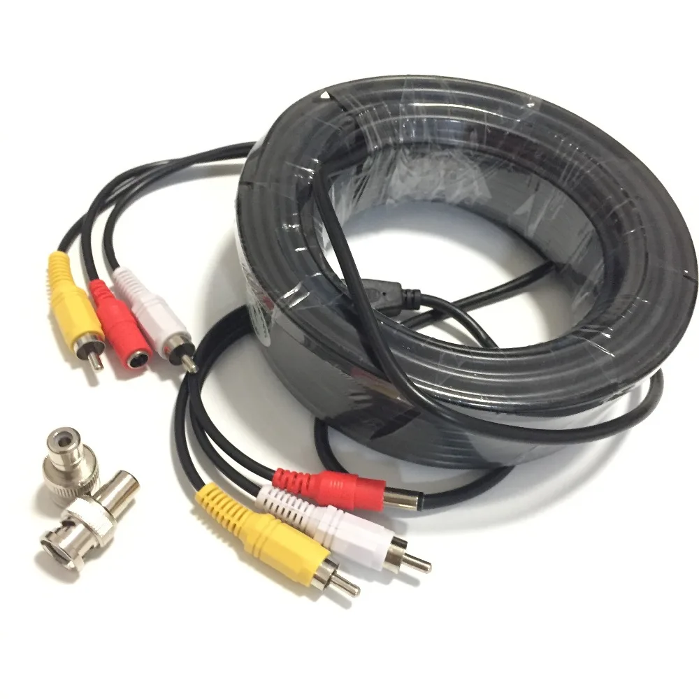 150 футов 30 м 20 м Аудио Видео силовой камеры безопасности кабель с RCA BNC адаптер кабеля питания для безопасности микрофона камера использования DVR CCTV