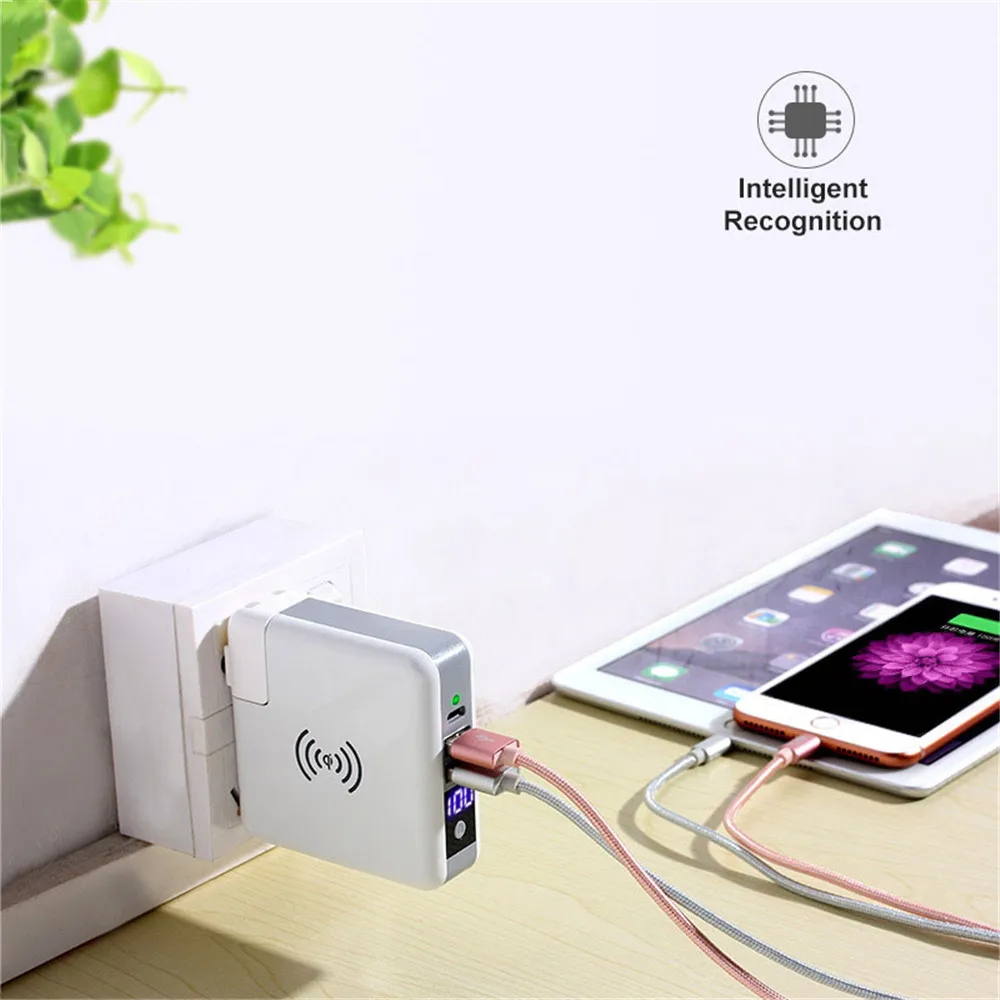 6700 мАч Беспроводное зарядное устройство Power Bank для iPhone Xiaomi переносной дорожная