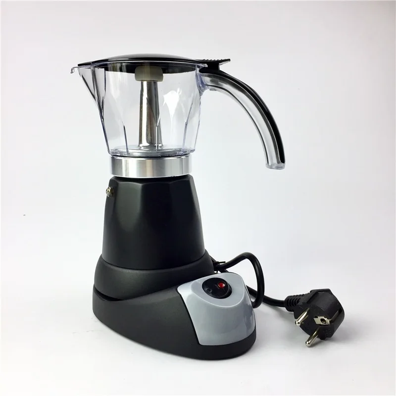 Black 6 чашек, 300 мл, электрическая Эспрессо-Кофеварка, итальянский кофе Moka, кофейник, кофейник Moka, v60, фильтры, кофе-машина Mocha - Цвет: Black