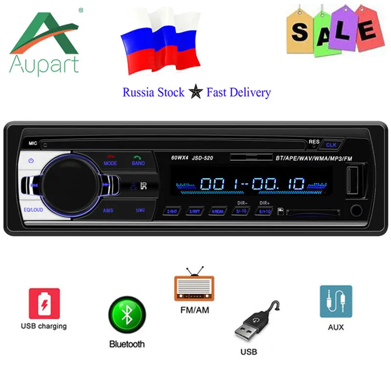 Авторадио JSD 520 авто стерео 1 Din автомобильное радио 12 в bluetooth V2.0 FM Aux вход приемник