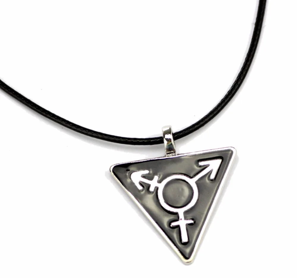 Темно черное транссексуал ожерелье мужской женский символ треугольник гей кулон