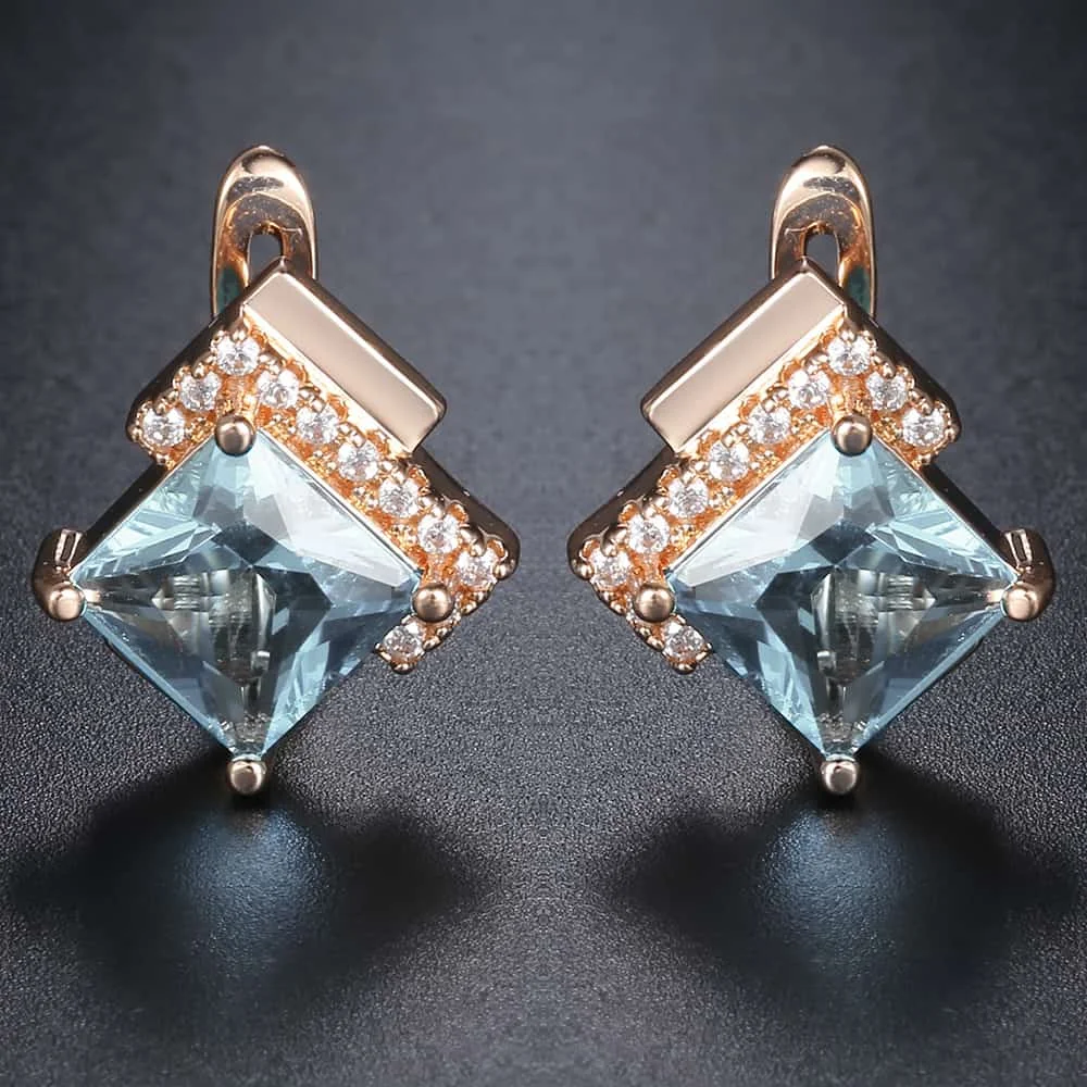 Женские серьги из розового золота 585 пробы с фианитом|stud earrings|women stud earringswomen studs |