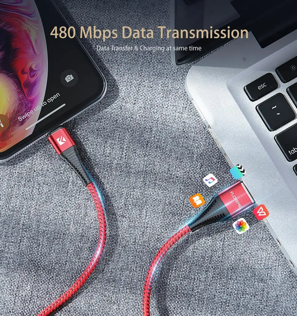 Кабель USB для быстрой зарядки FLOVEME Hi-tensed 2A для iPhone X XS XR 6 7 8 5 кабель для телефона кабель для зарядки и передачи данных кабель для Кабо