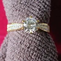 Solid Yellow Gold Ring Jewelry 2CT Solid 18k Yellow Gold NSCD Diamond Ring Engagement for Women Classic Jewelry