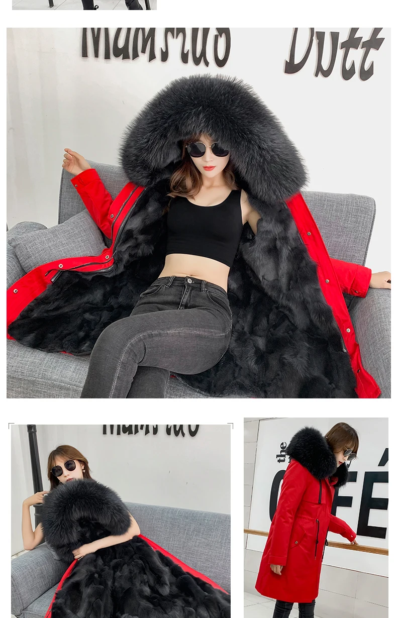 OFTBUY пальто с натуральным мехом, зимняя куртка, Женская парка с натуральным лисьим мехом, тонкая Длинная Верхняя одежда, Толстая теплая уличная одежда, роскошная Повседневная Новинка