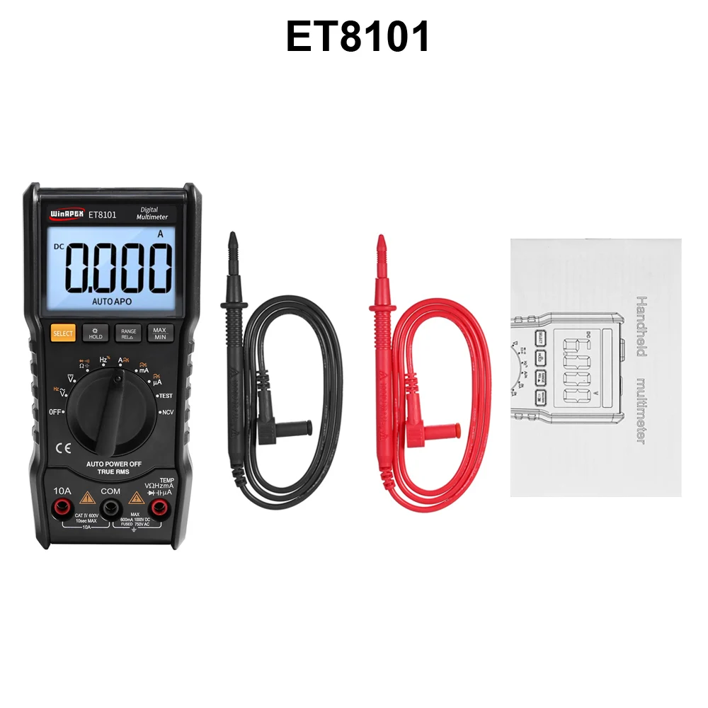 ET8101 WinAPEX ET8101 Профессиональный цифровой мультиметр 6000 отсчетов NCV Автоматический диапазон AC/DC измеритель напряжения тестер температуры задний светильник - Цвет: ET8101