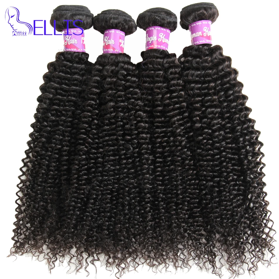 Малазийский Вьющиеся Волосы Человеческие Ткать Пучки Afro Kinky Волос 4 Связки Девы