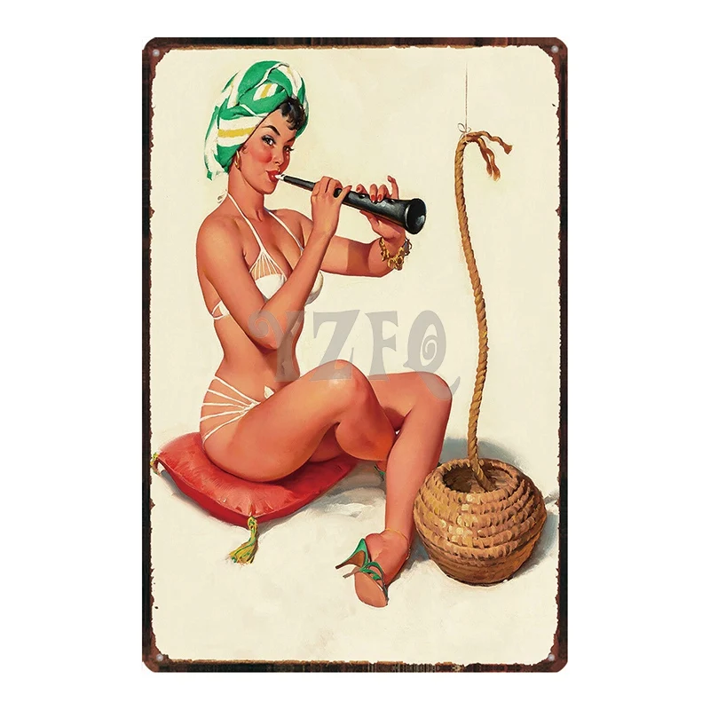 Жестяные ретро-знаки Pin UP Girl металлическая винтажная настенная наклейка Декор