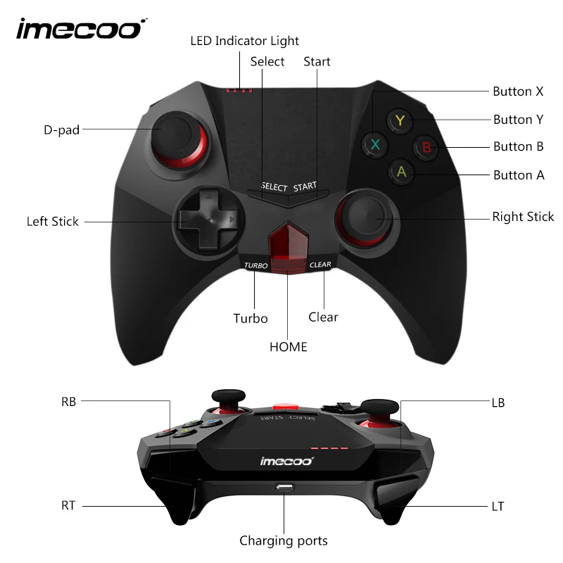 IMECOO 2 4 ГГц Беспроводной игровой контроллер Bluetooth геймпад для PS3 PC Android-смартфон Tablet