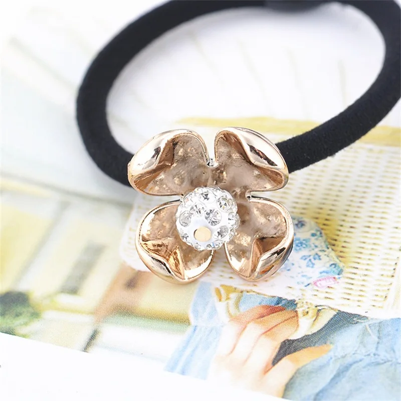 1 шт. аксессуары для волос с шариками женщин эластичные резинки золотыми цветами