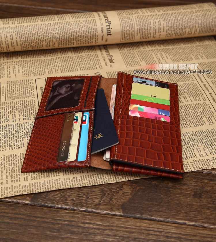 Длинный классический и старый кошелек из натуральной кожи для мужчин винтажный