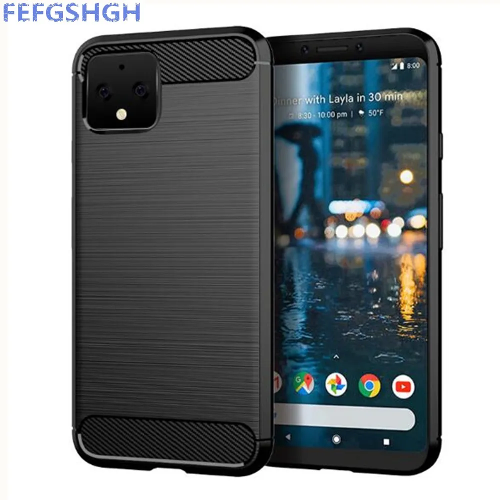 Чехол из углеродного волокна для Google Pixel 4 резиновый силиконовый чехол телефона