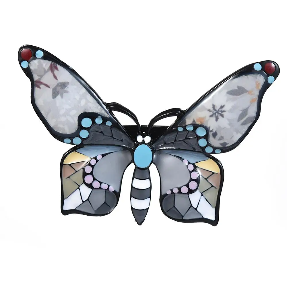 Cring Coco Изысканная эмалированная брошь кнопка серая бабочка значок из