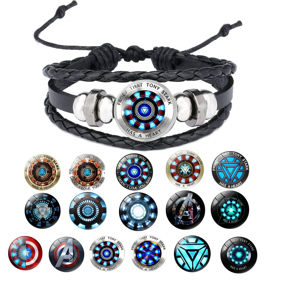 Браслет Time Gem Iron Man Arc Reactor многослойный кожаный браслет Мстителей подарок на день