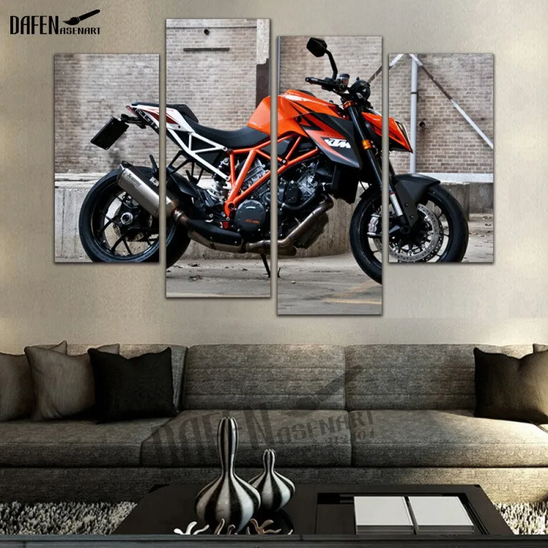 4 панели HD холст живопись Super Duke Спорт Мотоцикл для гостиной домашний Декор стены