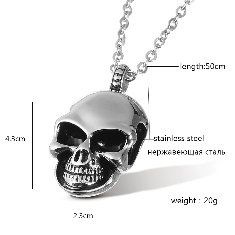1 шт. панк готический серебряный Цвет Череп Скелет Талисманы Подвески Цепочки и