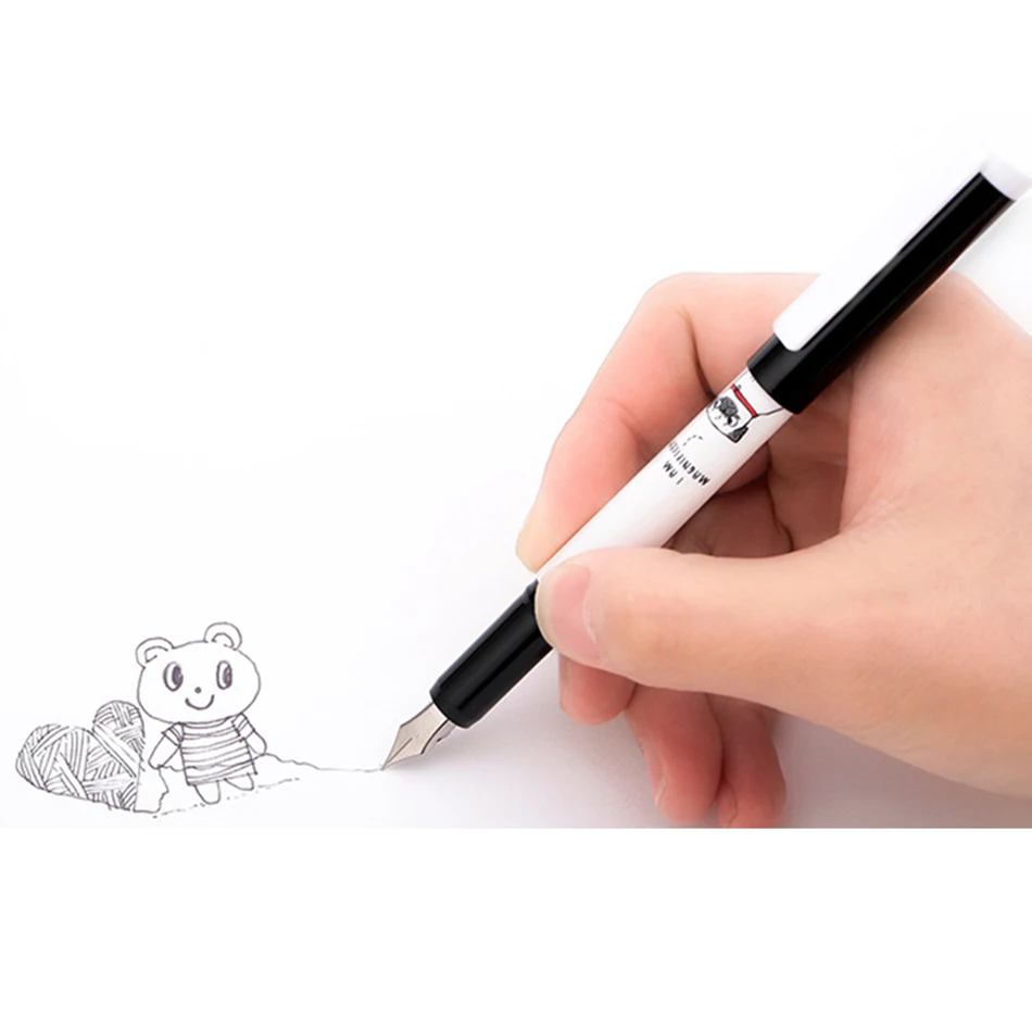 Kawaii Мультфильм Пластиковая перьевая ручка комплект с чернилами мешок для