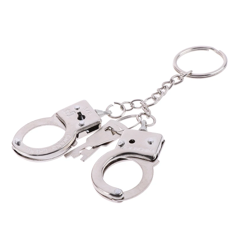

1pc Creative ACC For Bag Alloy Police Double Handcuffs Keyring Car Bag Charm Pendant Bag Accessories