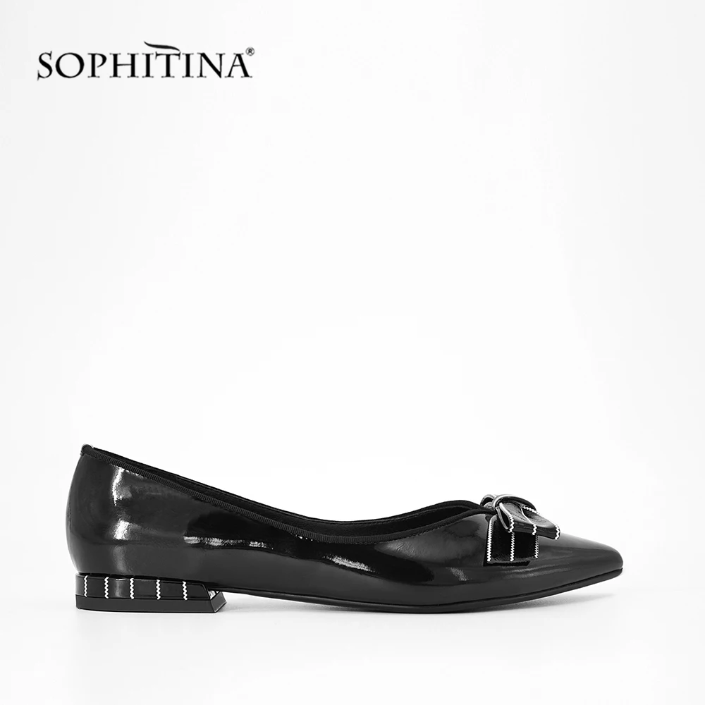 SOPHITINA/туфли ручной работы на плоской подошве с бантом бабочкой Цвет Черный
