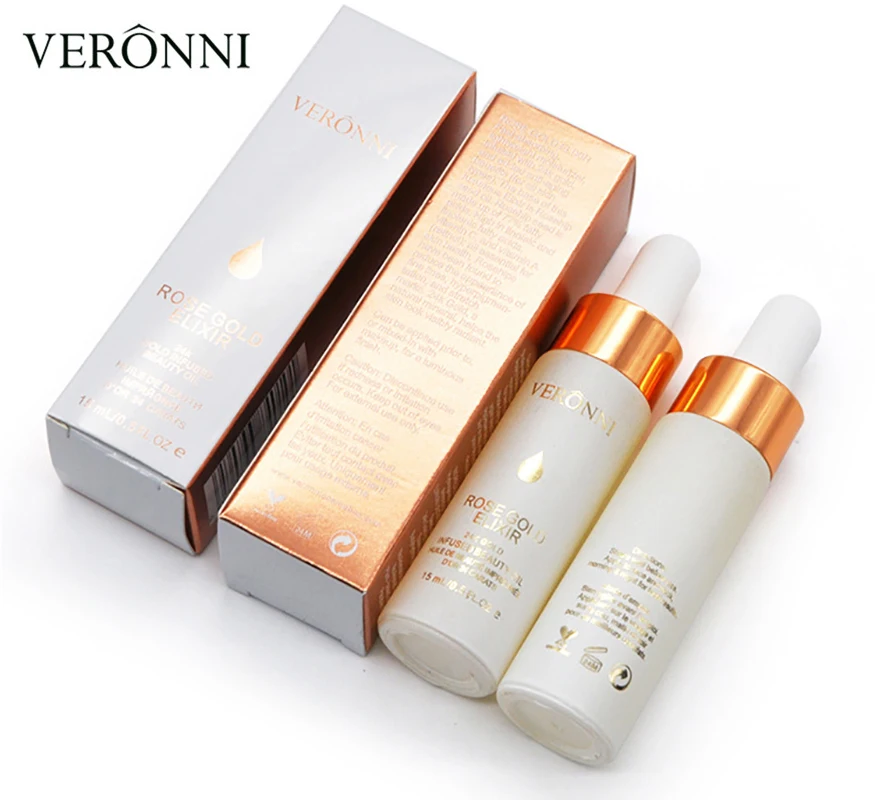 VERONNI 24k розовое золото эликсир кожи макияж масло для лица Эфирное перед лицом