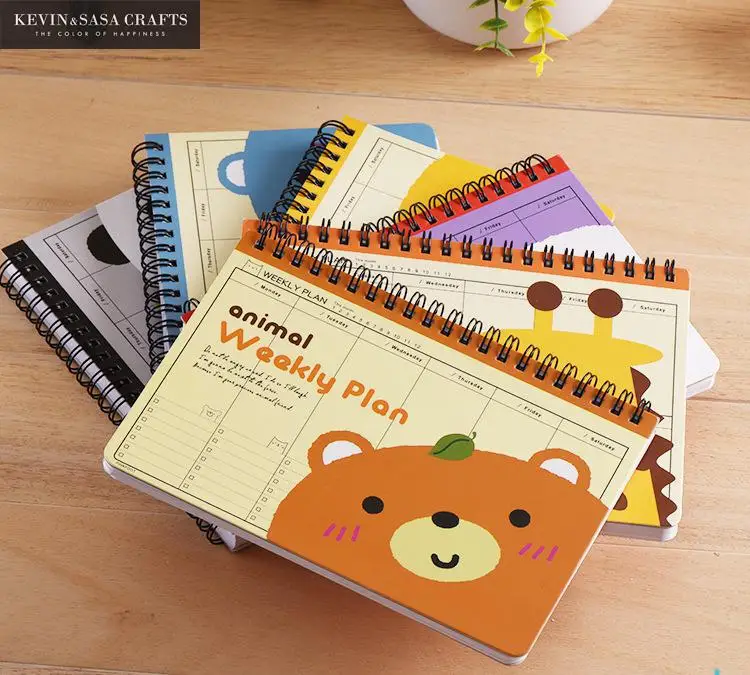 

Weekly Planner Cute Animal 2017 Notebook Diary Day Planner Kawaii Journal Stationery School Supplies Study 12.8*18.5cm 75Sheets