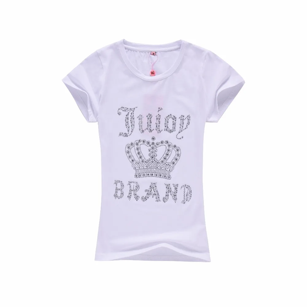 Повседневная Женская футболка с узором из страз 5 цветов | одежда