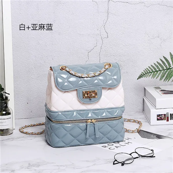 White Mix Blue flax Водонепроницаемые прозрачные сетчатые женские рюкзаки из ПВХ ярких цветов, школьные сумки для девочек-подростков, дорожные сумки Mochila - Цвет: White Mix Blue flax