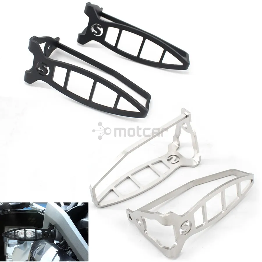 

2x Black/Silver Motorcycle Turning Light Indicator Signals Protection Shields Cover For BMW R1200GS LC R1200GS R1200LC 2013-2017