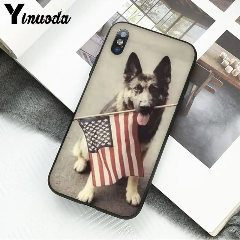 Yinuoda немецкая овчарка Собака Мягкий силиконовый черный чехол для iPhone X XS MAX 6 6S 7 7plus 8 8Plus 5 5S XR