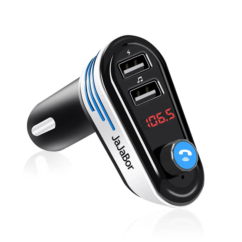 JaJaBor Bluetooth Car Kit Handsfree Calling FM Transmitter Wireless A2DP Noise Reduction MP3 Player with LED Lighting Circle | Автомобили
