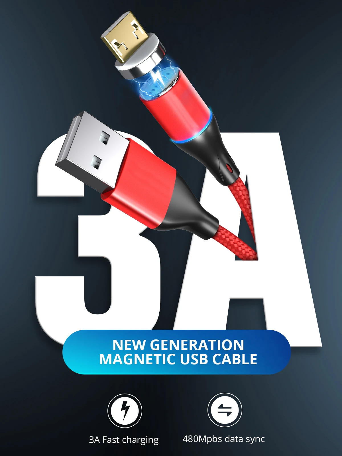 ANMONE Магнитный кабель Micro USB кабель 3A быстрое зарядное устройство Быстрая зарядка Магнитный провод Android зарядный шнур для телефона планшета