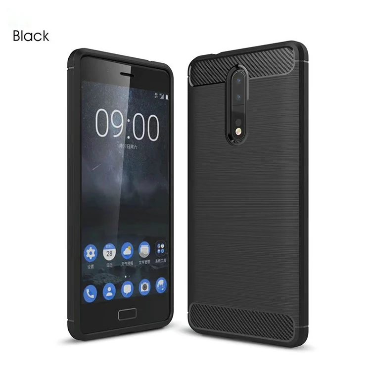 Чехол для телефона Nokia 8 из углеродного волокна Мягкий ТПУ силиконовый матовый