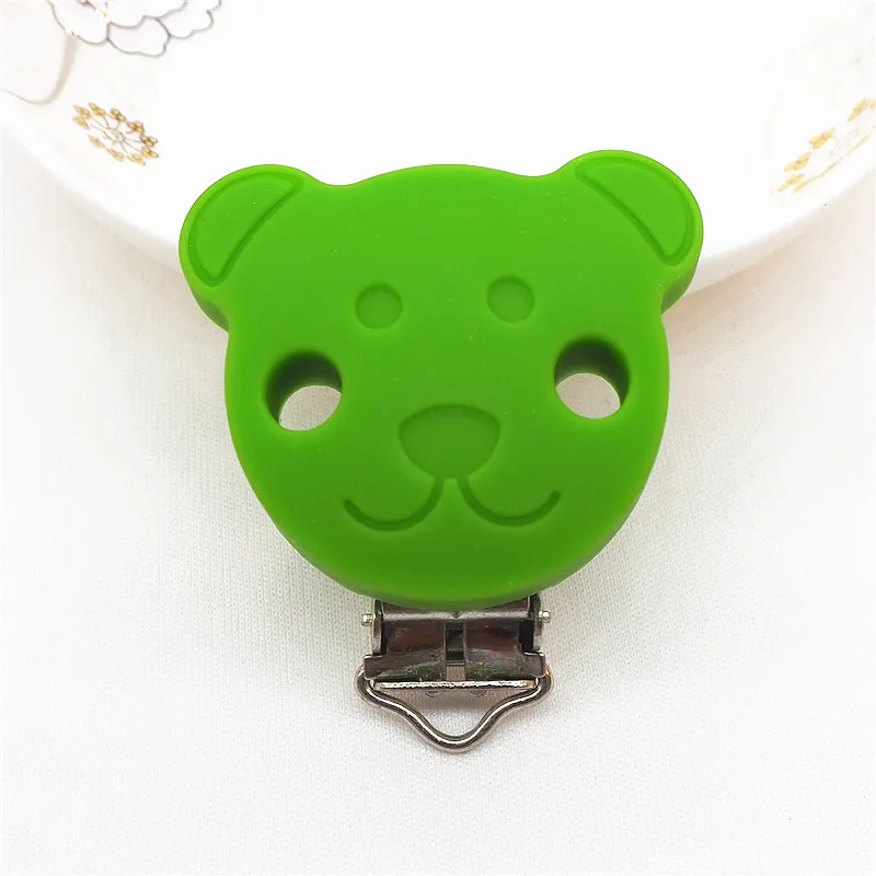 Vivid Green Chengkai 10 шт. силиконовый медведь зажимы для прорезывателей DIY Детские пустышки Прорезыватель Соска chupetero цепь ремесло медсестры ювелирные изделия игрушка зажим - Цвет: Vivid Green