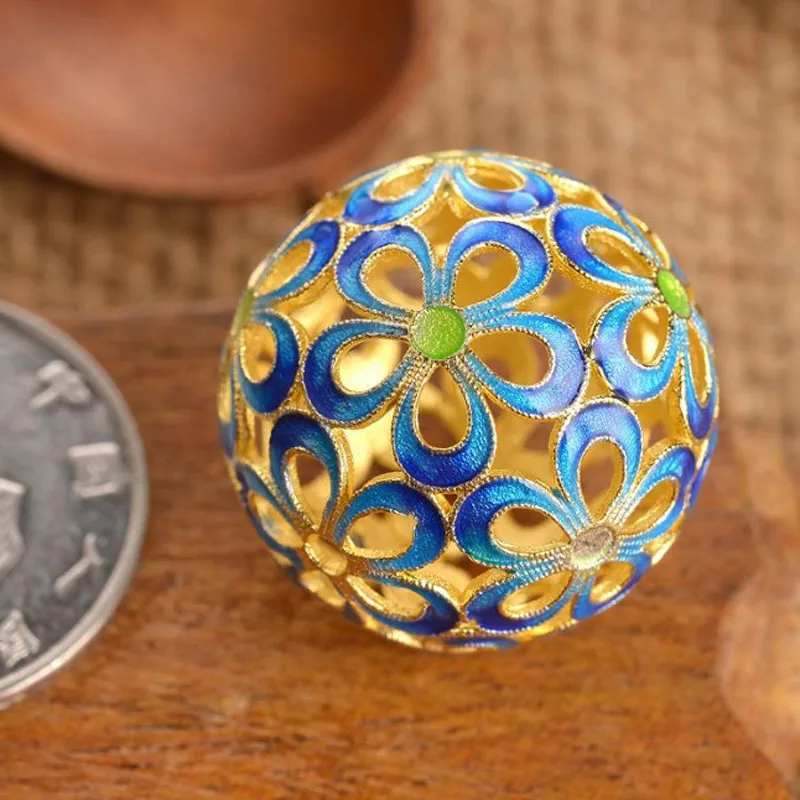 Cloisonne позолоченная эмаль выдалбливают Красочный цветочный узор разделитель соединителей Бисер для изготовления ювелирных изделий Аксессуары 24 мм 3 шт