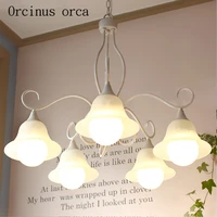 korean pastoral glass chandelier american white minimalist dining room bedroom study creative lamps