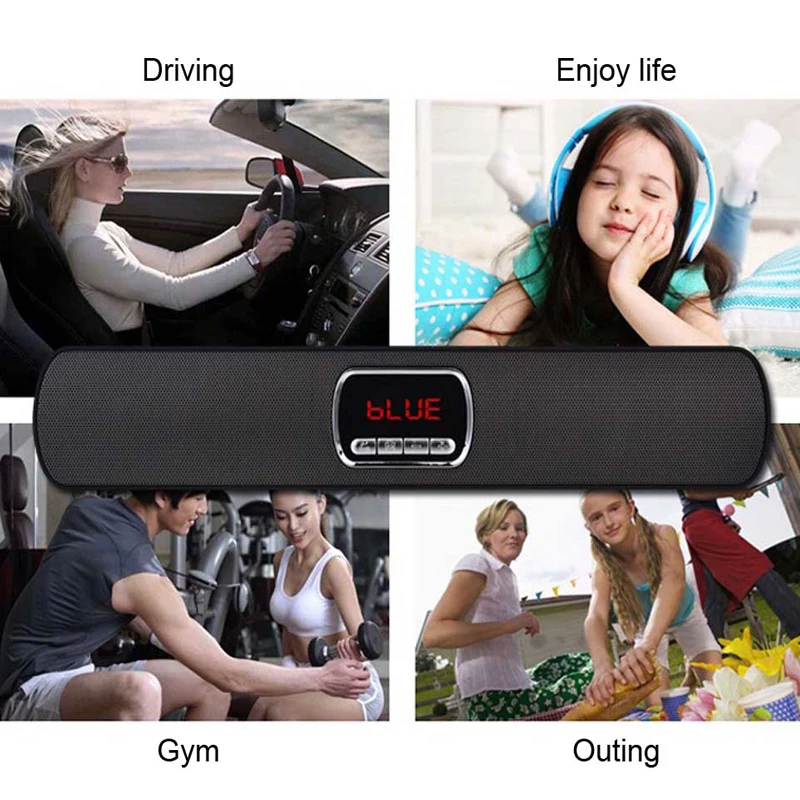 Беспроводной Bluetooth динамик HLTON HIFI стерео сабвуфер с супер басами AUX TF FM радио