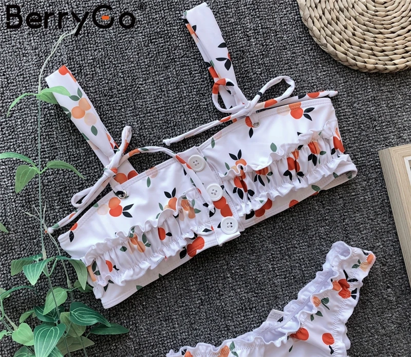 BerryGo, сексуальный мягкий пуш-ап комплект бикини, женский купальник, на пуговицах, на шнуровке, женский купальный костюм, розовый, женская летняя пляжная одежда, купальники