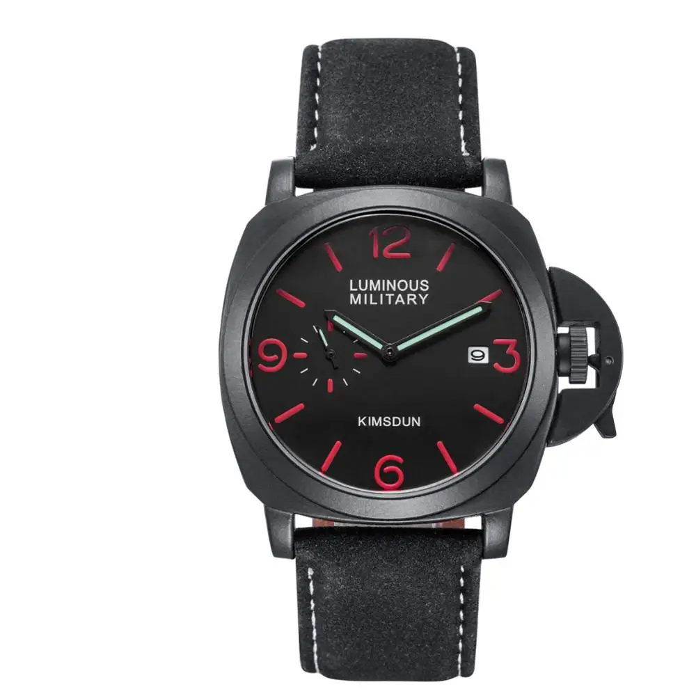 black one KIMSDUN лучший бренд спортивные мужские часы Роскошные бизнес модные мужские часы, наручные часы водонепроницаемые кварцевые Relogio Masculino - Цвет: black one