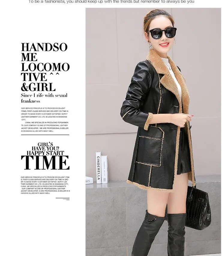 Женская кожаная куртка с S XXL мехом зимняя мотоциклетная плюшевой подкладкой 2019|fashion leather jackets women|leather jacket