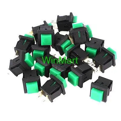 18 шт Мгновенный SPST Зеленый квадратный кнопочный переключатель AC 125V 1A|button camera|switch
