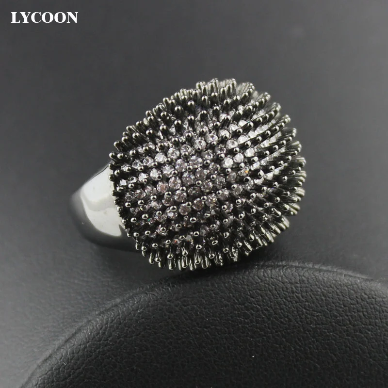 Новые элегантные черные кольца LYCOON в форме шарика для ногтей с черным покрытием