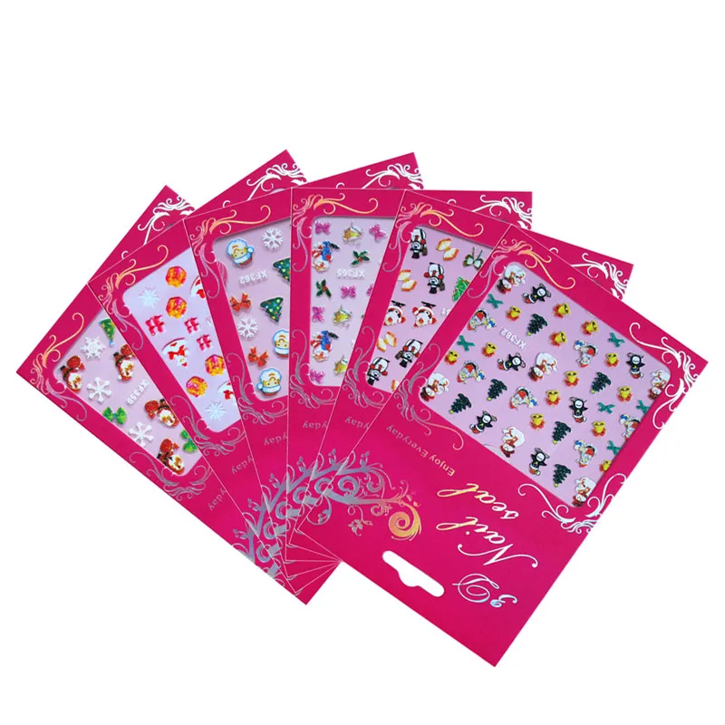 Наклейка для ногтей Bittb 3 листа наклейка на новогоднюю елку Санта Клаус снеговик