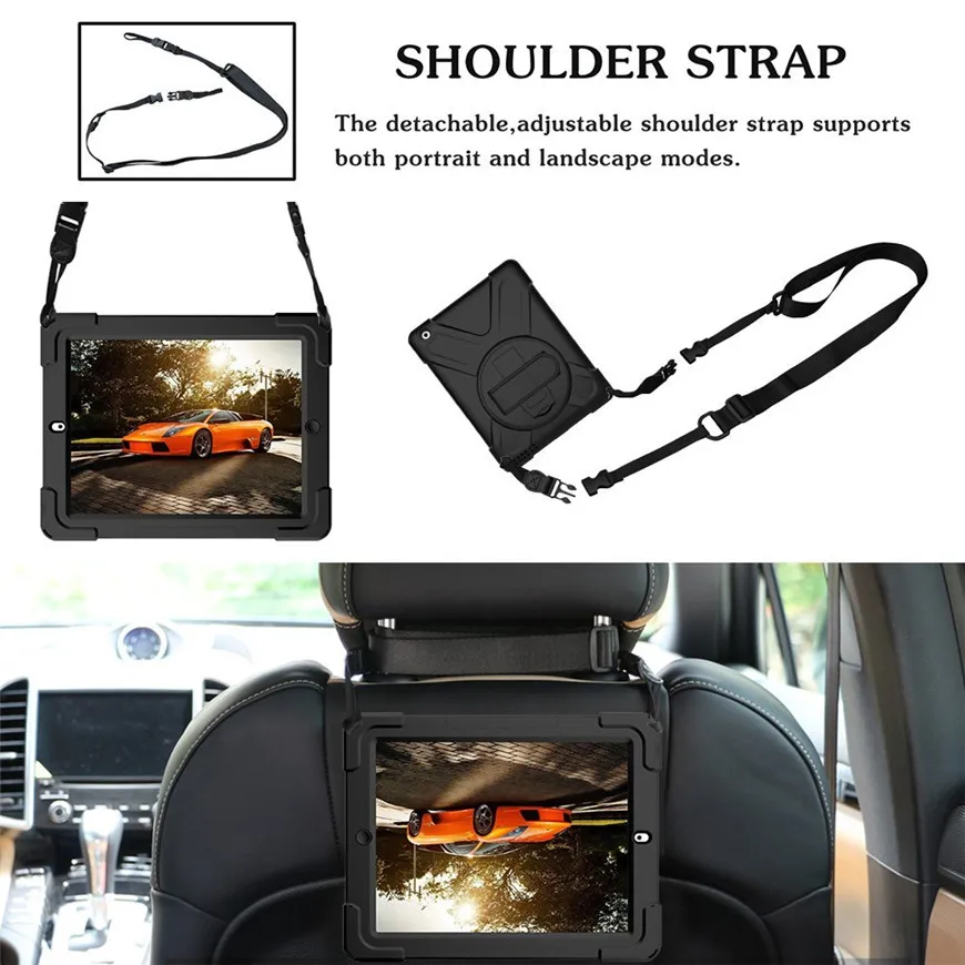 For iPad 2 3 4 hand strap case 360 degrees rotable Handle Stand Hard Kickstand Layer Case Cover Skin With Strap shoulder+film | Компьютеры