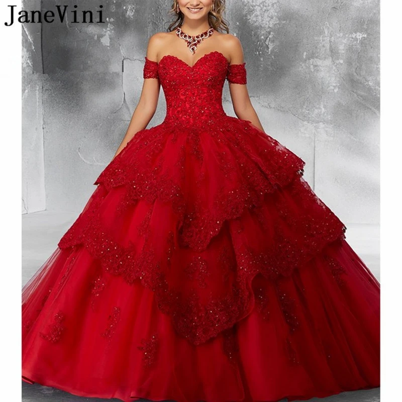 Роскошное бальное платье принцессы jaevini красные платья для Quinceanera милое с